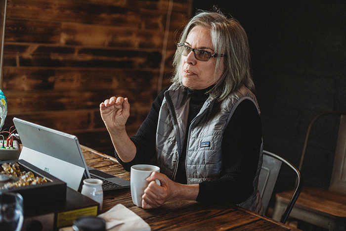 Sharon Allen explaining results