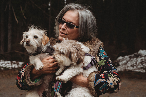 Sharon Allen with Puppies